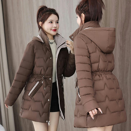 Puffer Coat for Women- Mid-Length Hooded Winter Jacket Outwear