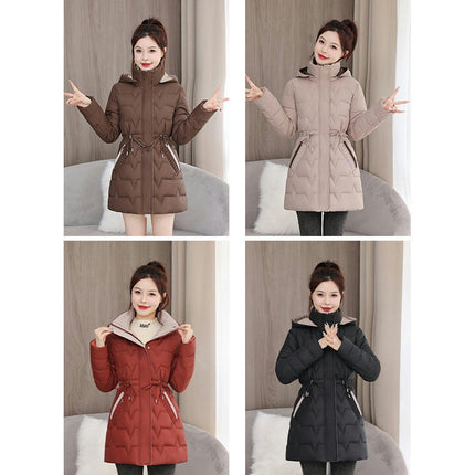 Puffer Coat for Women- Mid-Length Hooded Winter Jacket Outwear