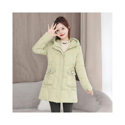 Puffer Jacket for Women Hooded Winter Coat Mid-Length Outerwear