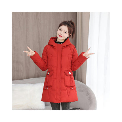 Puffer Jacket for Women Hooded Winter Coat Mid-Length Outerwear