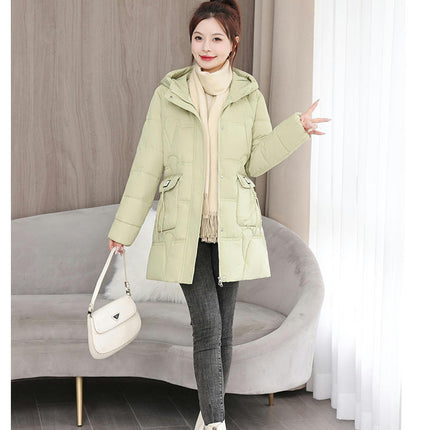 Puffer Jacket for Women Hooded Winter Coat Mid-Length Outerwear