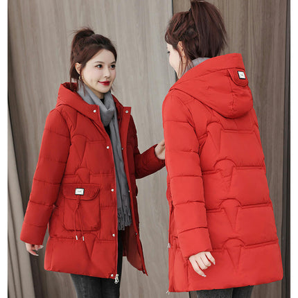 Puffer Jacket for Women Hooded Winter Coat Mid-Length Outerwear