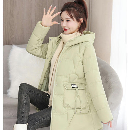 Puffer Jacket for Women Hooded Winter Coat Mid-Length Outerwear