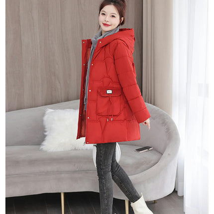 Puffer Jacket for Women Hooded Winter Coat Mid-Length Outerwear