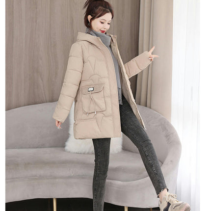 Puffer Jacket for Women Hooded Winter Coat Mid-Length Outerwear