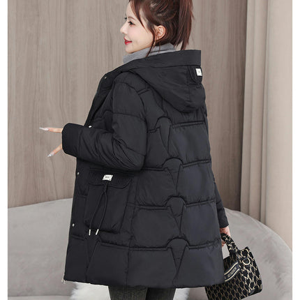 Puffer Jacket for Women Hooded Winter Coat Mid-Length Outerwear