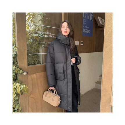 Women's Long Quilted Puffer Coat Winter Padded Jacket Outwear with Hood