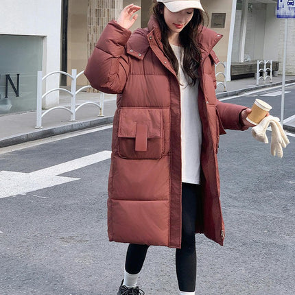 Women's Long Quilted Puffer Coat Winter Padded Jacket Outwear with Hood