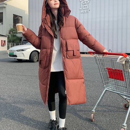 Women's Long Quilted Puffer Coat Winter Padded Jacket Outwear with Hood