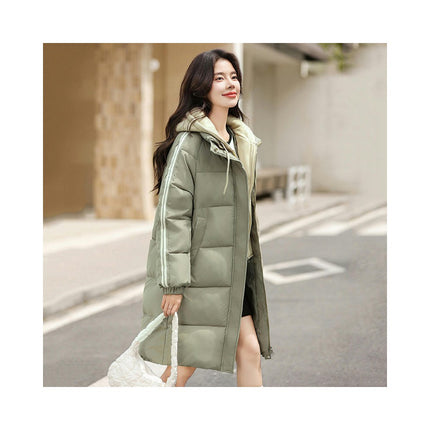 Women's Thickened Down Coat Winter Puffer Long Padded Jacket Outwear with Hood