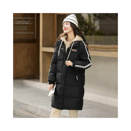 Women's Thickened Down Coat Winter Puffer Long Padded Jacket Outwear with Hood