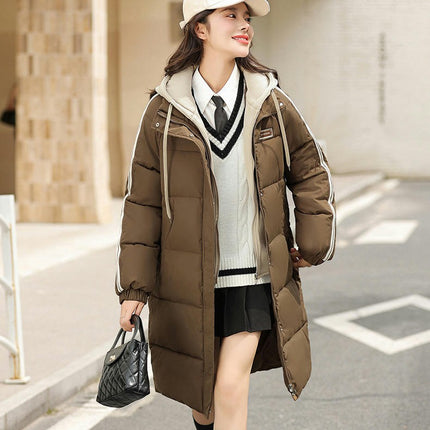 Women's Thickened Down Coat Winter Puffer Long Padded Jacket Outwear with Hood