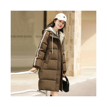 Women's Thickened Down Coat Winter Puffer Long Padded Jacket Outwear with Hood