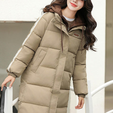 Women's Thickened Down Coat Winter Puffer Long Padded Jacket Outwear with Hood