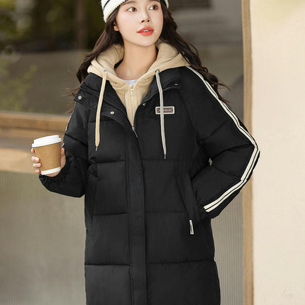 Women's Thickened Down Coat Winter Puffer Long Padded Jacket Outwear with Hood