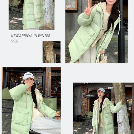 Women's Winter Puffer Coat Long Padded Jacket Outwear with Hood