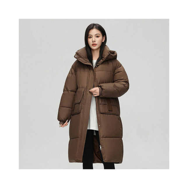 Women's Winter Down Coat Long Padded Puffer Jacket Outwear with Hood