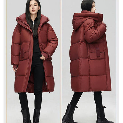 Women's Winter Down Coat Long Padded Puffer Jacket Outwear with Hood