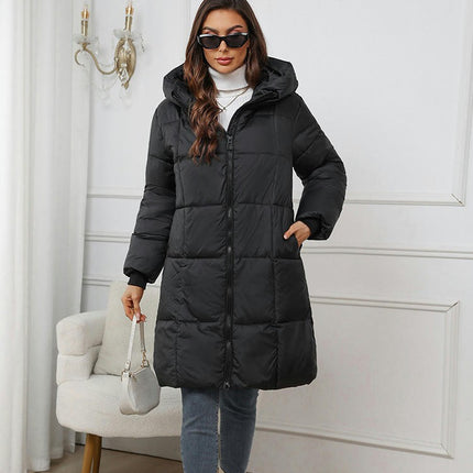 Long Winter Coats for Women Puffer Padded Jacket Outwear with Hood