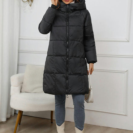 Long Winter Coats for Women Puffer Padded Jacket Outwear with Hood