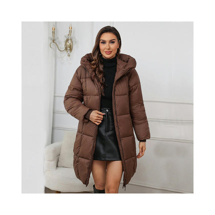 Long Winter Coats for Women Puffer Padded Jacket Outwear with Hood