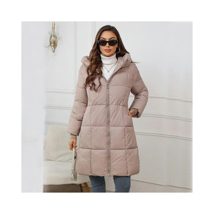 Long Winter Coats for Women Puffer Padded Jacket Outwear with Hood