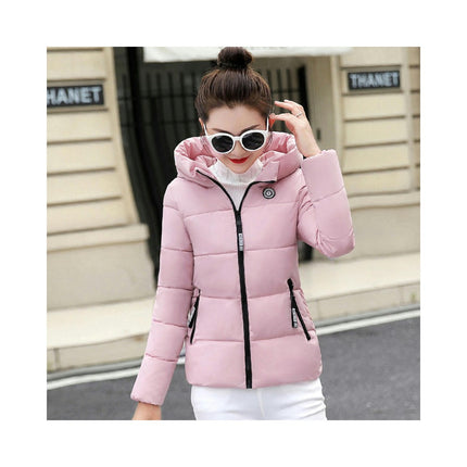 Women's Puffer Jacket Long Sleeve Hooded Padded Jacket Winter Short Zip Up Coat