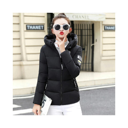 Women's Puffer Jacket Long Sleeve Hooded Padded Jacket Winter Short Zip Up Coat