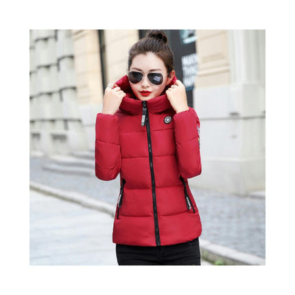 Women's Puffer Jacket Long Sleeve Hooded Padded Jacket Winter Short Zip Up Coat