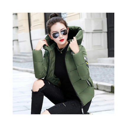 Women's Puffer Jacket Long Sleeve Hooded Padded Jacket Winter Short Zip Up Coat