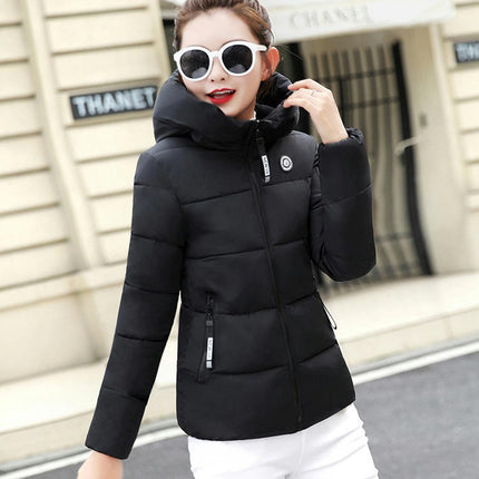 Women's Puffer Jacket Long Sleeve Hooded Padded Jacket Winter Short Zip Up Coat