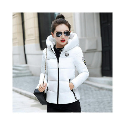 Women's Puffer Jacket Long Sleeve Hooded Padded Jacket Winter Short Zip Up Coat