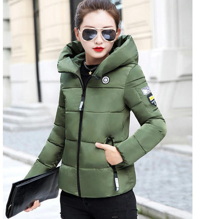 Women's Puffer Jacket Long Sleeve Hooded Padded Jacket Winter Short Zip Up Coat