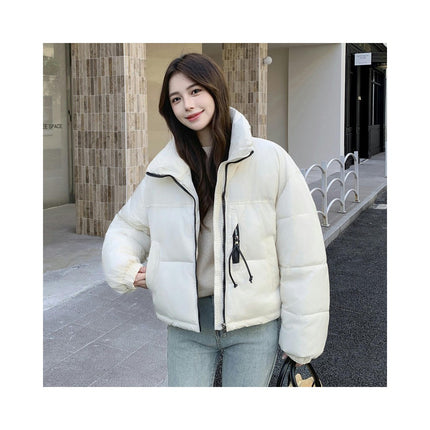 Womens Puffer Jacket Cropped Long Sleeve Zip Up Baggy Short Down Coats