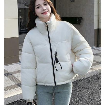 Womens Puffer Jacket Cropped Long Sleeve Zip Up Baggy Short Down Coats