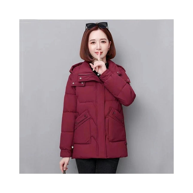 Women's Winter Thicken Puffer Coat Cropped Jackets with Removable Hood