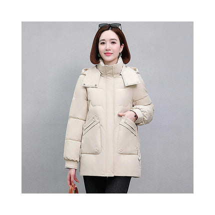 Women's Winter Thicken Puffer Coat Cropped Jackets with Removable Hood