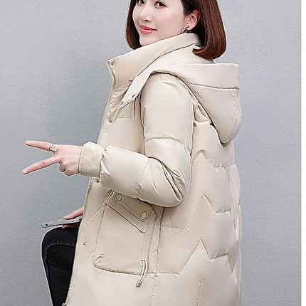 Women's Winter Thicken Puffer Coat Cropped Jackets with Removable Hood