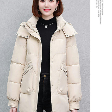 Women's Winter Thicken Puffer Coat Cropped Jackets with Removable Hood