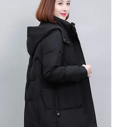 Women's Winter Thicken Puffer Coat Cropped Jackets with Removable Hood