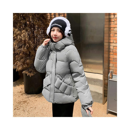 Women's Winter Cropped Padded Coats Hooded Quilted Puffer Jacket