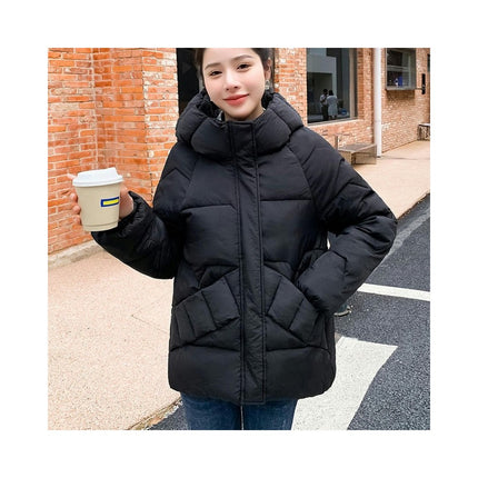 Women's Winter Cropped Padded Coats Hooded Quilted Puffer Jacket