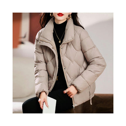 Women's Winter Long Sleeve Puffer Coat Zip Up Baggy Cropped Down Jacket