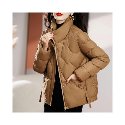 Women's Winter Long Sleeve Puffer Coat Zip Up Baggy Cropped Down Jacket