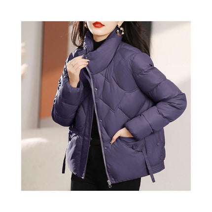 Women's Winter Long Sleeve Puffer Coat Zip Up Baggy Cropped Down Jacket