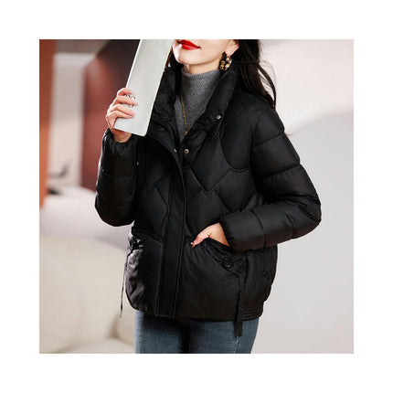 Women's Winter Long Sleeve Puffer Coat Zip Up Baggy Cropped Down Jacket