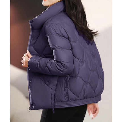 Women's Winter Long Sleeve Puffer Coat Zip Up Baggy Cropped Down Jacket