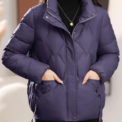 Women's Winter Long Sleeve Puffer Coat Zip Up Baggy Cropped Down Jacket