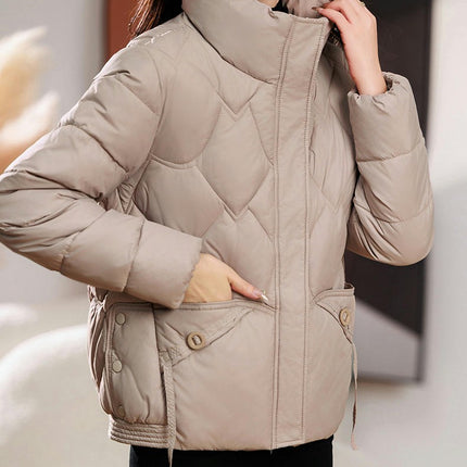 Women's Winter Long Sleeve Puffer Coat Zip Up Baggy Cropped Down Jacket