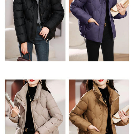 Women's Winter Long Sleeve Puffer Coat Zip Up Baggy Cropped Down Jacket